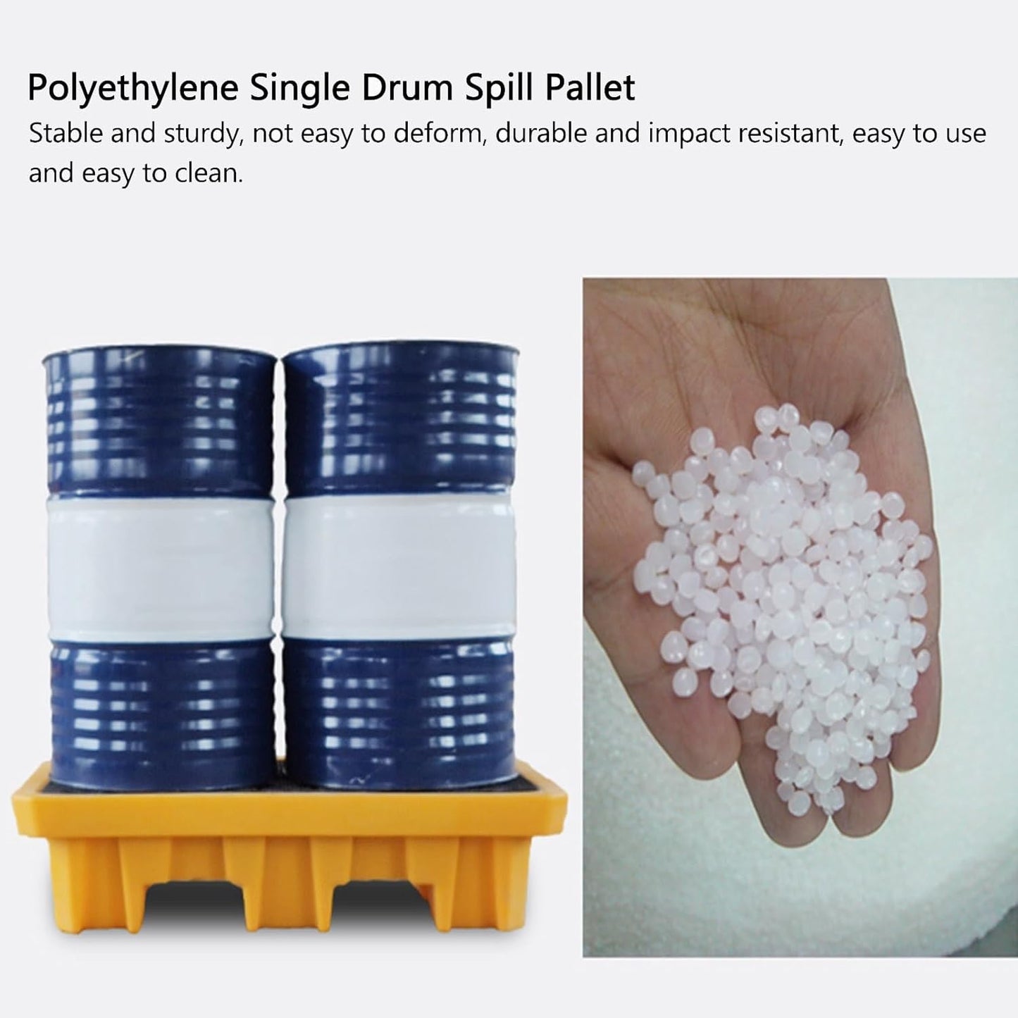 2 Drum Containment Spill Pallet, Polyethylene Low Profile Paint Bucket Tray, Industrial Garage Storage Detachable Shipping Leakproof Platform (Color : Yellow-1 Pack, Size : 26.4"x26.4"x3.9"