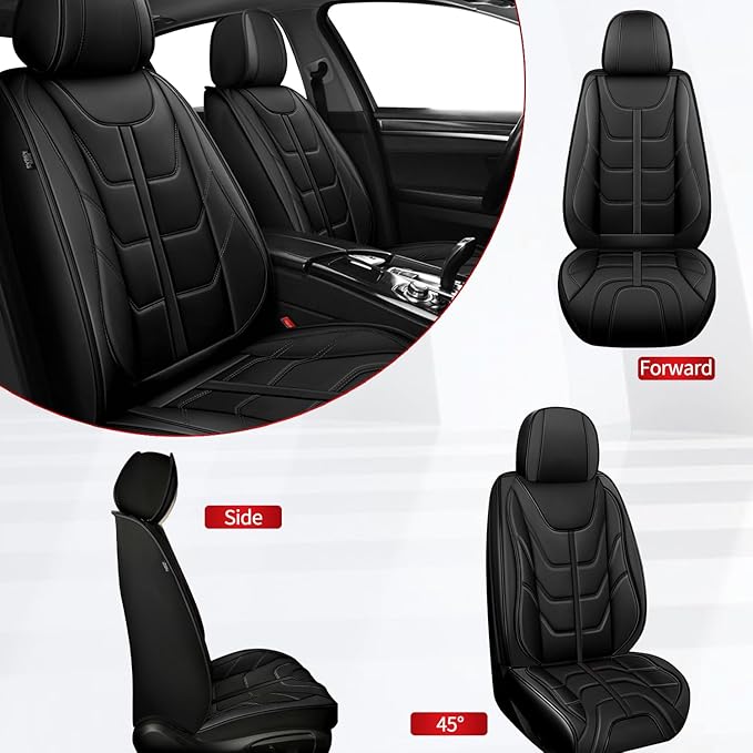 TTX LIGHTING Car Seat Covers fit for Cadillac SRX 2010-2016 Front Seat: Premium Leather Automotive Seat Cover with Airbag Compatible Waterproof (2 Seats, Black)