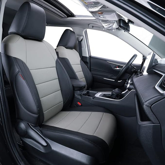 coverdream Custom Seat Covers Compatible with Select Toyota RAV4 Hybrid 2016 2017 2018 Models - Leatherette (Black/Gray,Full Set)