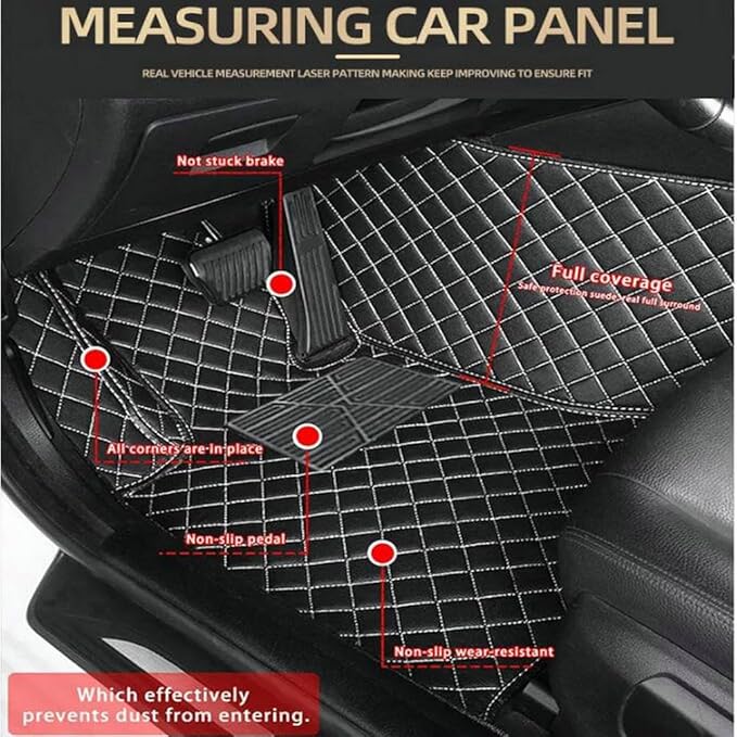 TREGOO All Weather Car Mats Custom Fit Non Slip Floor Mats for 1998-2025 Cars Personalized Leather Protection Pads Suitable for Men Women (Black Rice)
