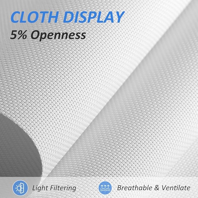 LUCKUP Light Filtering Roller Shades for Windows, Cordless Semi Sheer Solar Blinds with 5% Openness Free-Stop Window Shades for Home & Office, White 35" W x 72" L