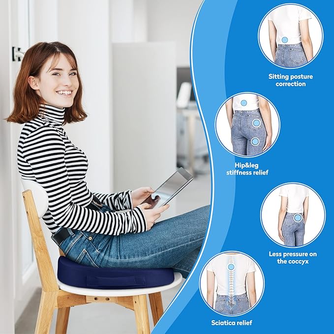 Office Chair Cushions, Memory Foam Coccyx Cushion for Tailbone Pain Office Chair Car Seat, Sciatica, Coccyx, Lower Back Pain Relief (Blue)