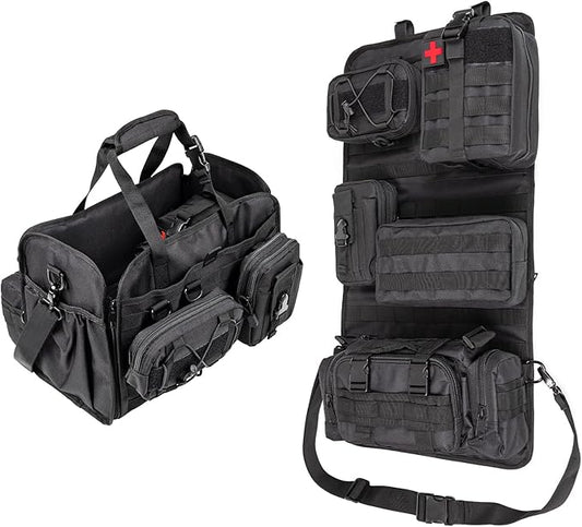 Universal Tactical Car Seat Back Organizer Patrol Bag Tactical Molle Vehicle Organizers with 5 Detachable Molle Pouches Multi-function Designed