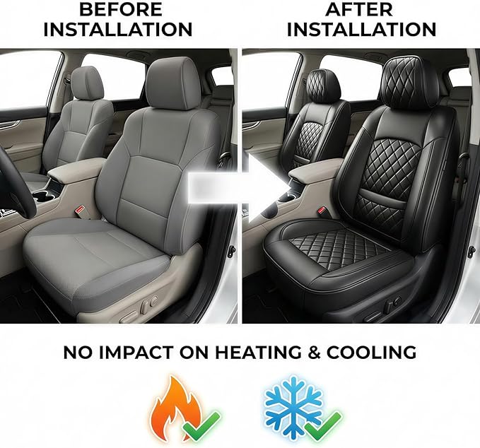 Fit for Sonata Car Seat Covers Compatible with Hyundai Sonata 2004-2025 2026 - Waterproof Breathable Leather Automotive Seat Cushions Protector, Airbag Compatible,Full Set 5 Seats(Black
