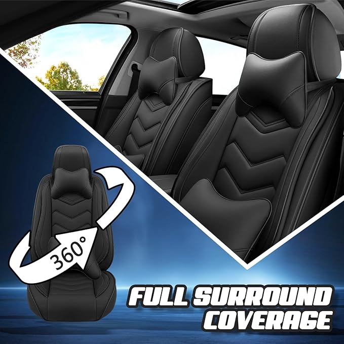 Car Seat Covers for Mitsubishi Outlander 2003-2025, Premium Nappa Leather Car Seat Cover, Stylish Sport Seat Covers， Automobile Seat Cover Sets.(Luxury 5 Seats/Pure Black)