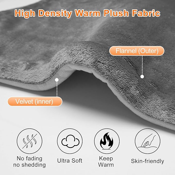 Heating Pad for Back Pain Relief 24'' × 33'' Weighted Heating Pad for Neck and Shoulder Cramps 6 Heat Settings 6 Timers Auto Off Birthday Gifts for Women Men Mom Dad ETL Certified Gray