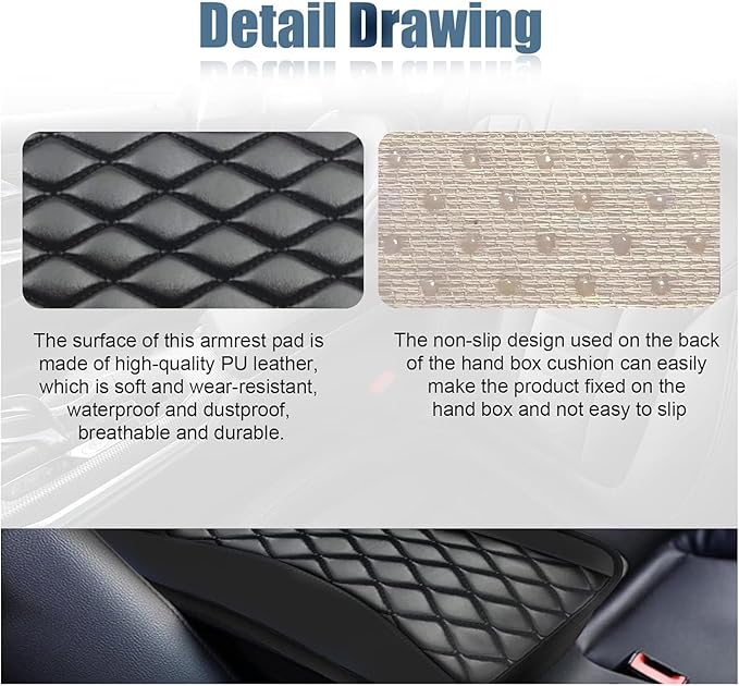 Leather Car Center Console Armrest Pad for Toyota Tacoma 2005-2023, Auto Armrest Cushion, Waterproof Seat Box Cover Protector, Vehicle Interior Decor Accessories, Blue