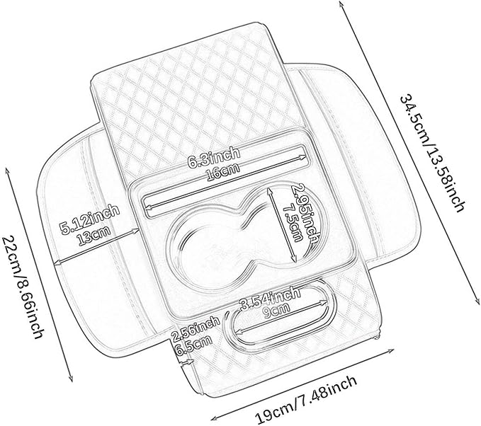 Car Center Console Pad PU Leather Armrest Organizer with Tissue Box Slot for Vehicles, Style I