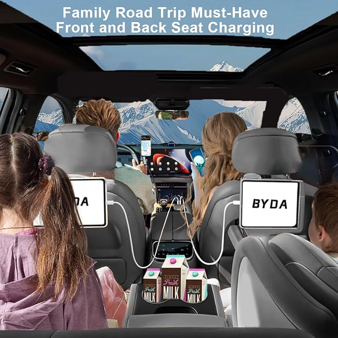 4 in 1 Retractable Car Charger,69W Cigarette Lighter Charger,USB C Fast Car Charger for iPhone 17 Pro Max 16 15 14 13 12 11 (for Apple+Type C &RGB Breathing Light [Orange])
