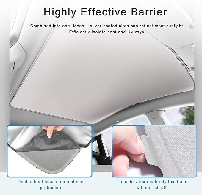 Sunshade Roof Compatible with Tiguan 2010-2017 SUV, Foldable Glass Roof Sun Shade, UV Protection Heat Insulation Sunroof Shade with Storage Bag