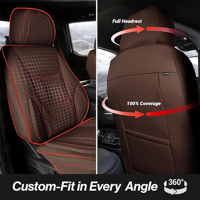 Coverland Custom Fit Car Seat Covers for SUV Compatible with [2016-2019 Mercedes-Benz GLE-Class] Premium Water Resistant Leather Non-Slip Interior Protector [Full Set Dark Brown - Size Chart X79]