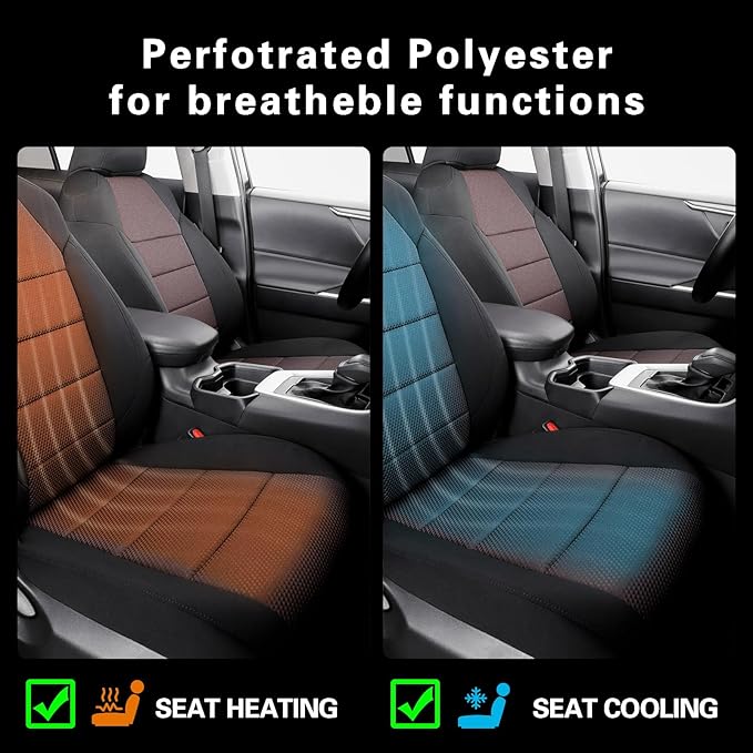 coverdream 2026 Rav4 Seat Covers Custom Fit for 2026 Toyota Rav4 Hybrid (LE,XLE Premium) SUV,Full Set Polyester Car Seat Protector Black &Wine Red