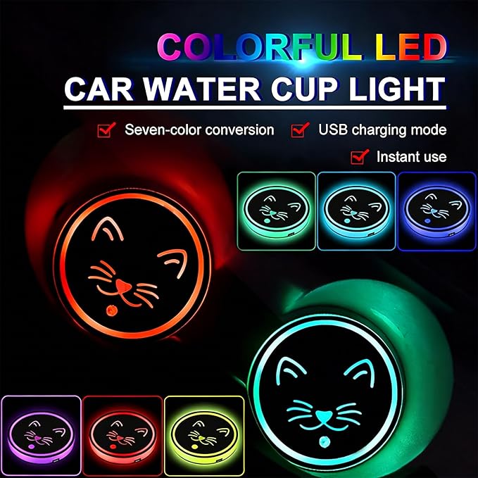 Bigfoot LED Cup Holder Lights for Car,2Pcs LED Light Up Cup Holder Coasters with 7 Colors 3 Modes,Waterproof Interior Atmosphere Lamp,Car Decor Accessories Sasquatch Gifts for Women Men