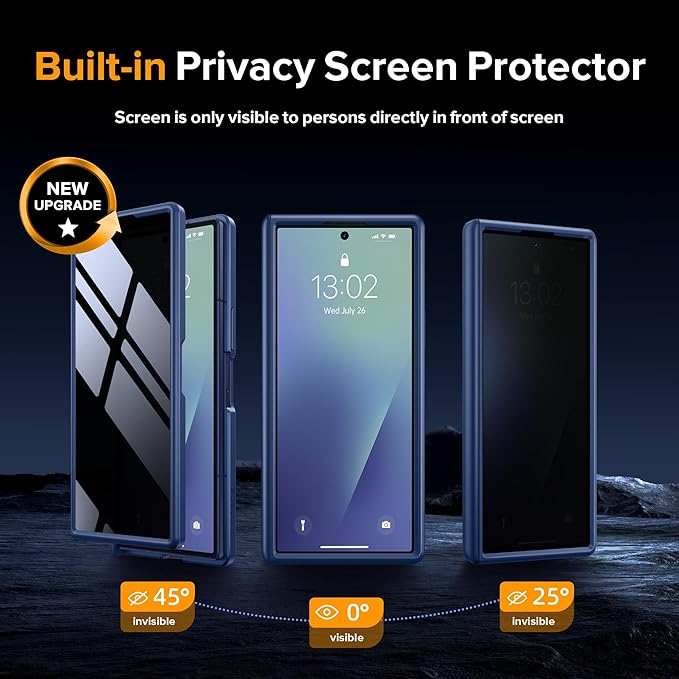 MOBOSI for Z Fold 7 Case with Rotatable Ring Stand & Privacy Screen Protector, Compatible with Magsafe, 18FT MIL-Grade Protection, Magnetic Shockproof Slim Case for Samsung Galaxy Z Fold7, Blue