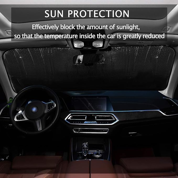 Colorful Flowers Sunflower Car Windshield Sun Shade Chamomile Dahlia Lily Anemone Foldable UV Ray Sun Visor Protector Sunshade to Keep Your Vehicle Cool (55" x 27.6")