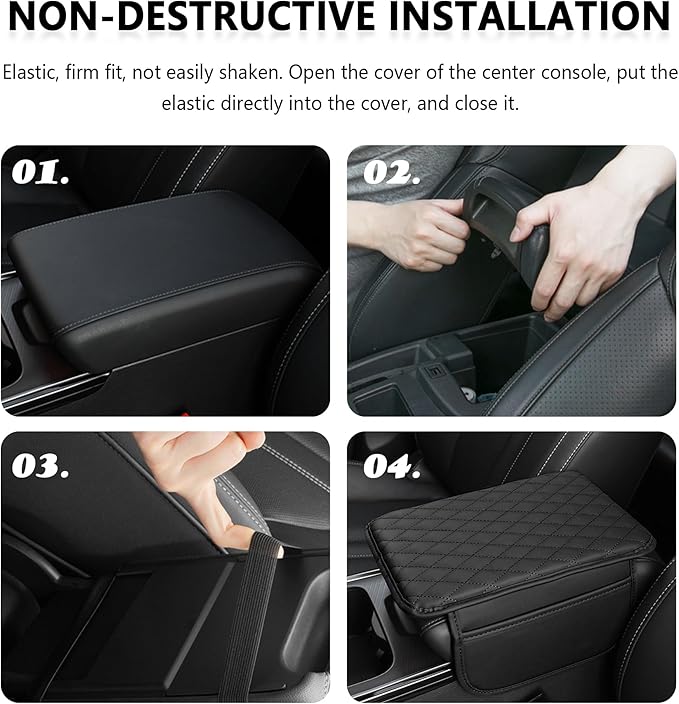 Upgraded Car Center Console Cover,Microfiber Leather Car Armrest Cover Cushion with 2 Storage Bags,Universal Cars Armrest Storage Box Cars Interior Accessories for Most Vehicles (Pink)