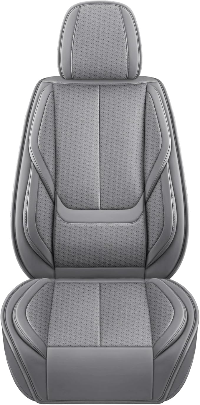 Front Car Seat Covers, Leather Car Seat Covers, Fit for Most Cars SUV and Most Sedan Grey