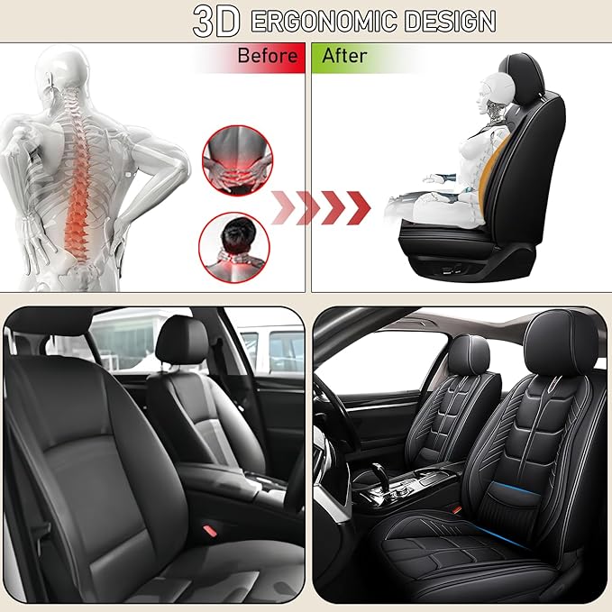 Leather Car Seat Covers Fit for Toyota Yaris iA 2017-2018, 5 Seater Car Seat Cover, Premium Waterproof, Scratch Resistant Car Interior Accessories (Full Set Black)