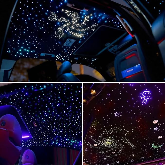 AKEPO 36W 4 Color Twinkle Fiber Optic Starlights Headliner Lights Kit, Optical Fibers Music Sync Bluetooth APP Control Starlight Kit, 600pcs*9.8ft
