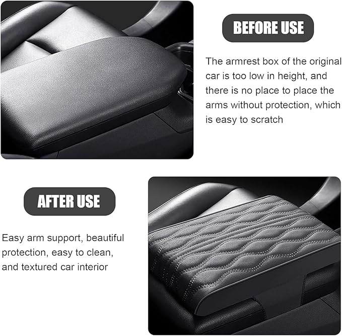 Leather Car Armrest Box Pad for Tesla Cybertruck 2023 2024, Memory Foam Car Center Console Cover Comfort Waterproof Arm Rest Cushion Pad Universal Accessories,D/Brown