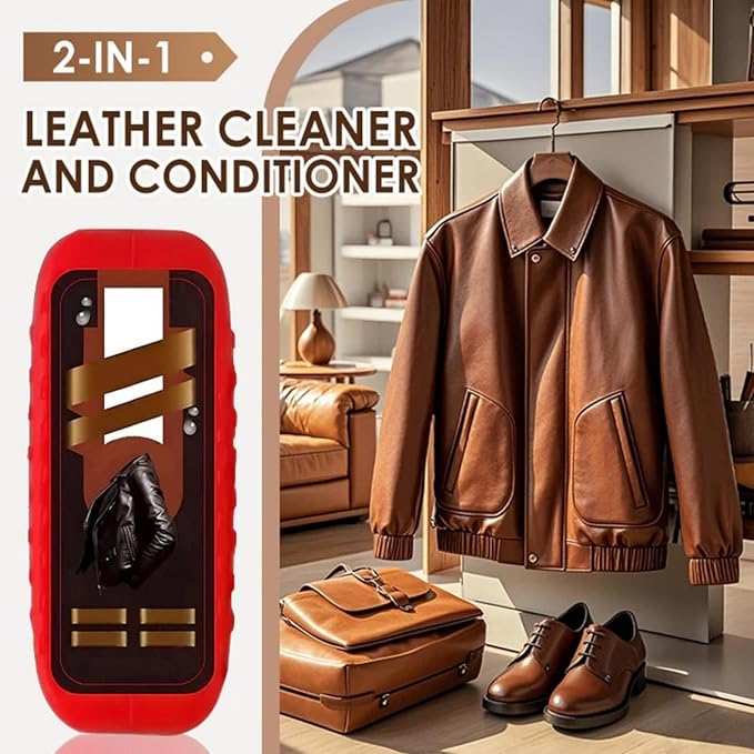 2-in-1 Leather Cleaner and Conditioner, Leather Furniture Cleaner and Conditioner, Car Interior Cleaner Kit, Leather Repair Care Restores Softness, for Couch, Jacket, Shoes, Car Seats (2pcs)