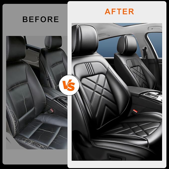 CX-5 Car Seat Covers Custom Fit for Mazda CX-5 2013-2025 2026, Full Coverage Leather Waterproof Breathable Seat Covers, Automotive Seat Protectors, Airbag Compatible(2 Front Seats, Black)