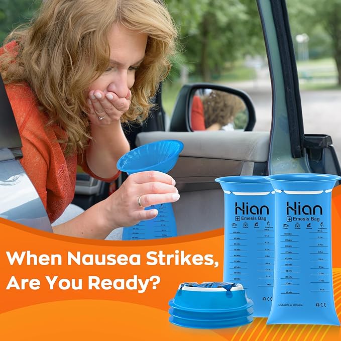 Hion Vomit Bags Disposable – 26 Pack 1000ml Emesis Bags – Leak Resistant, Medical Grade, Portable – Perfect for Motion, Car & Aircraft Sickness, Pregnant Women