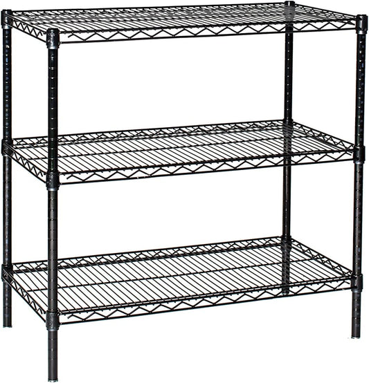 Omega 24" Deep x 42" Wide x 54" High 3 Tier Black Starter Shelving Unit