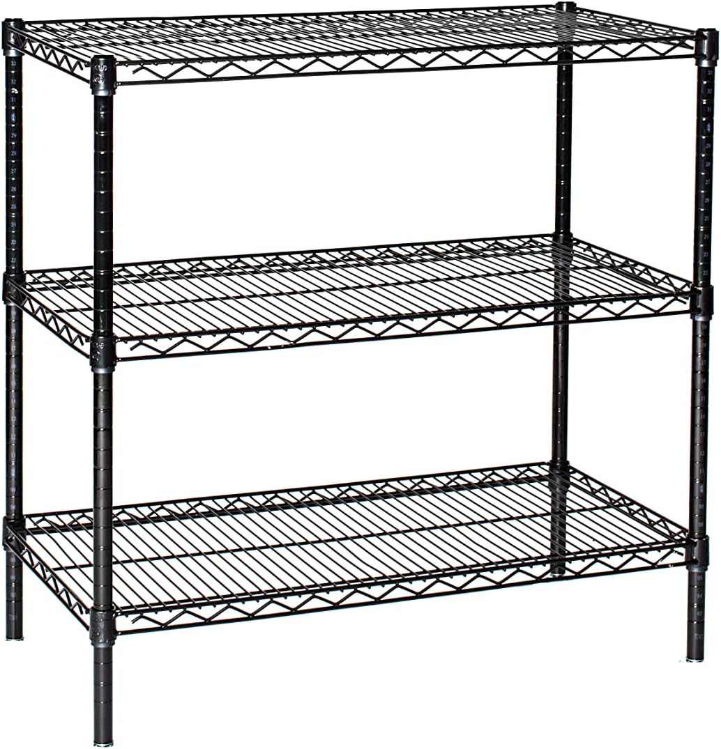 Omega 14" Deep x 60" Wide x 86" High 3 Tier Black Starter Shelving Unit