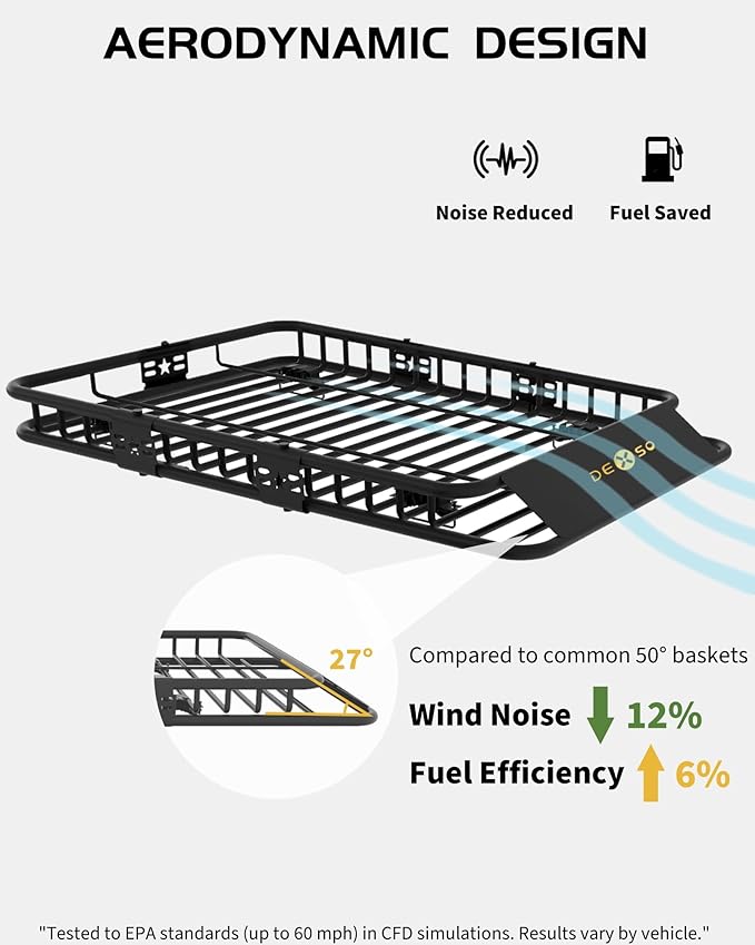 DEXSO 84" x 39" Universal Roof Rack Basket, 200 Lbs Capacity Rooftop Cargo Carrier Basket with Extension Luggage Rack Heavy Duty for SUVs, Trucks, Vehicles