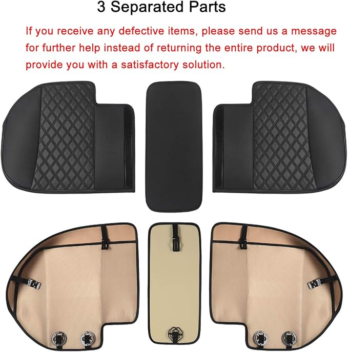 Black Panther Luxury PU Leather Rear Car Seat Cover, Compatible with Most Vehicles with 5 Seats, Adjustable Length 49-55'', Diamond Pattern Embroidery (Beige)