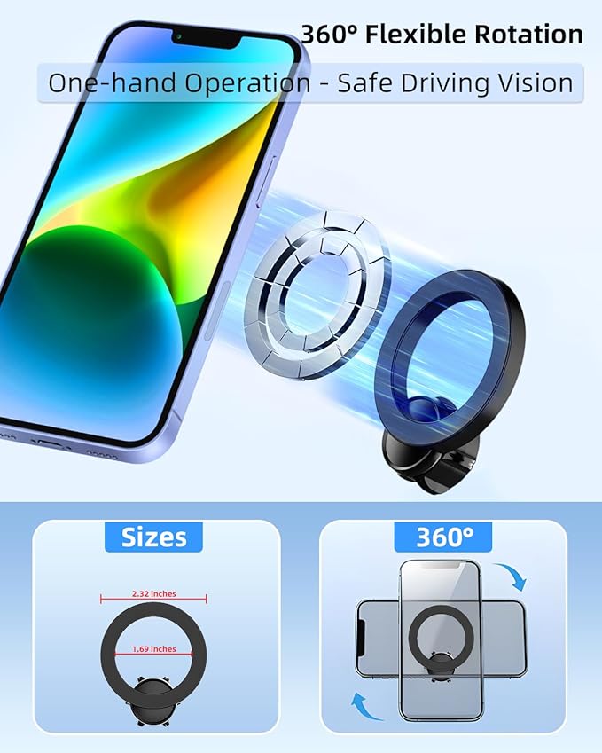 PZK Car Phone Holder for Toyota Tacoma 2016 2017 2018-2022 2023 Accessories Custom Air Vent Compatible with Magsafe Car Phone Mount Hands Free 360° Rotation Cell Phone Automobile Cradles