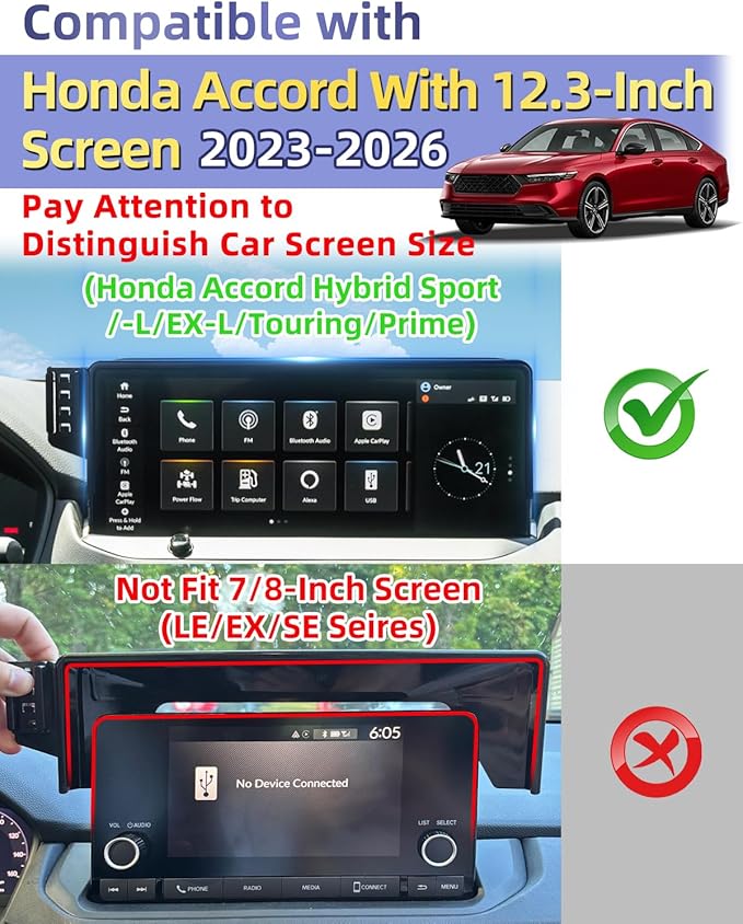 PZK Car Phone Holder for 2023-2025 2026 Honda Accord Hybrid Sport /-L/EX-L/Touring/Prime (Only for 12.3-inch Screen) Auto Lock Car Phone Mount with Stroage Box Not Affect Vent (Not Fit for LX/EX/SE)