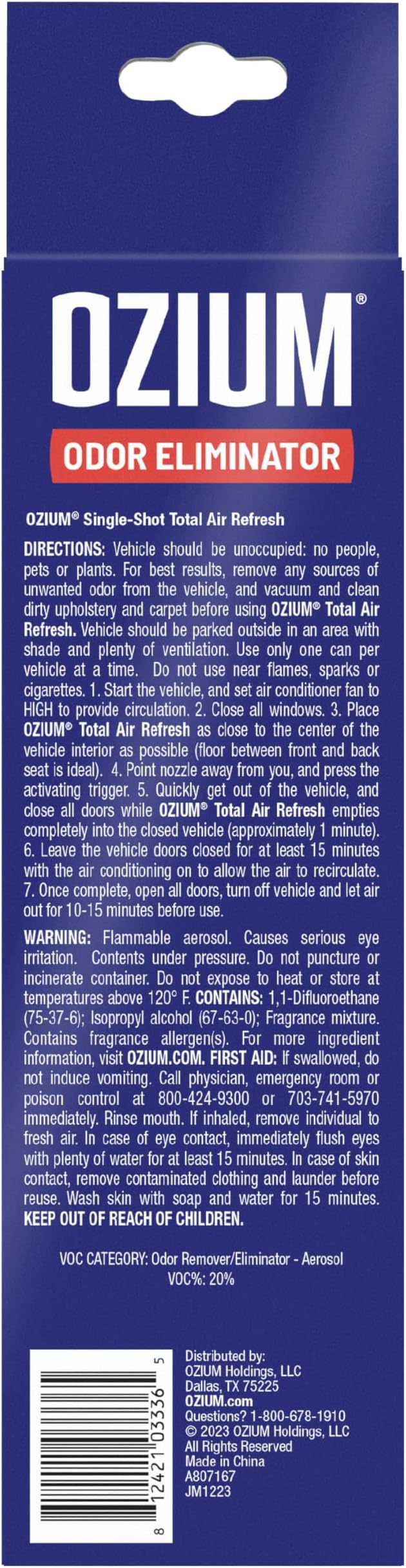 Ozium Air Sanitizer Odor Eliminator Spray, 2 oz Single Shot Total Air Refresh & Car Air Freshener - Linen - 4 Pack