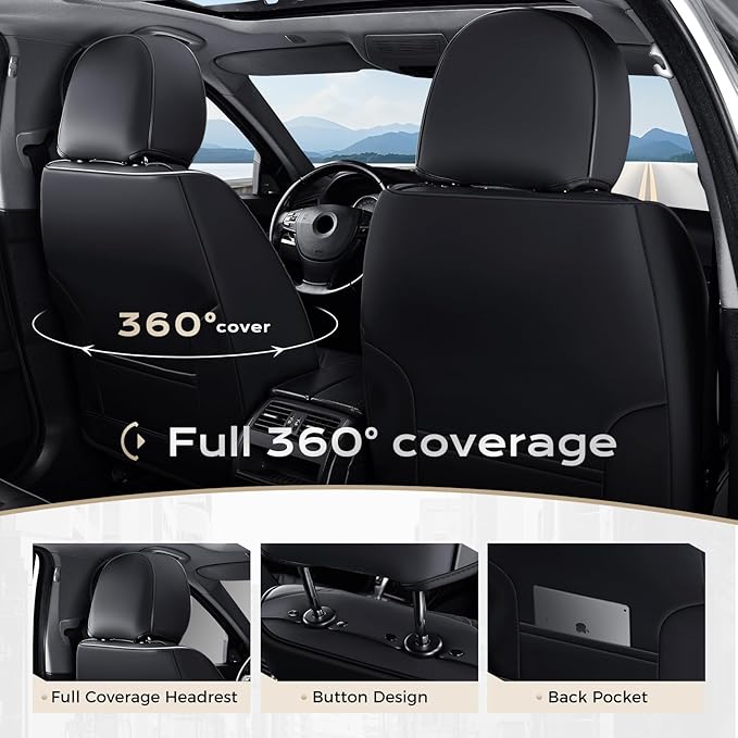 Coverado Seat Covers, Car Seat Covers Front Seats, Leather Seat Covers for Cars, Car Seat Protector Waterproof, Black Car Seat Cushion, Front Carseat Cover Universal Fit for Most Cars Camo
