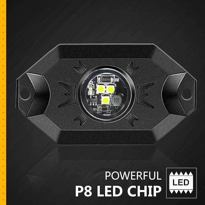 Hovano LED Rock Lights White 20Pods 6000K Waterproof LED Neon Underglow Light for Truck Car ATV UTV SUV Off Road Boat High Power Under Body Glow Trail Rig Lamp