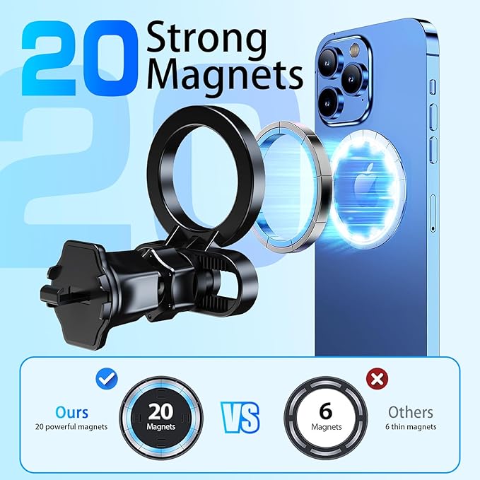Mag-Safe Car Mount, Adjustable [Quick Install] Ultra Magnetic car phone holder, Air Vent Phone Holders for Your Car, Car Accessories Fit for iPhone 17 16 Pro Max 15 14 13 12 Plus Mini for Men Women