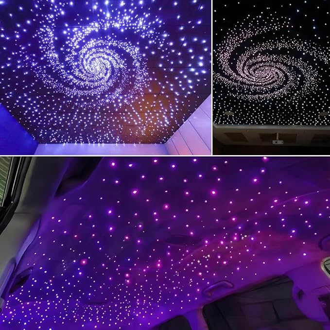 AKEPO 32W APP Twinkle Fiber Optic Lights Kit Music Activated RGBW Star Ceiling Sky Light, 1000pcs 16.4ft/5m 0.03in/0.75mm Optical Fiber Cable + 28key Remote + Crystals for Car & Media Room Decor