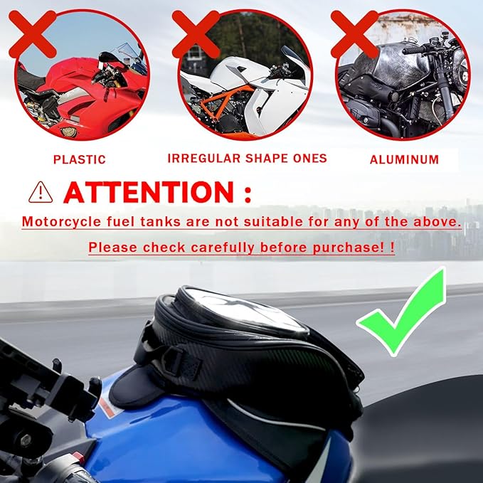 Motorcycle Tank Bag for Honda CBR300R CBR500R CBR650R, Oxford Magnetic Motorbike Bag Water-Resistant Motorcycle Gas Tank Bag with Magnets and Straps for Touring,B/Magnetic