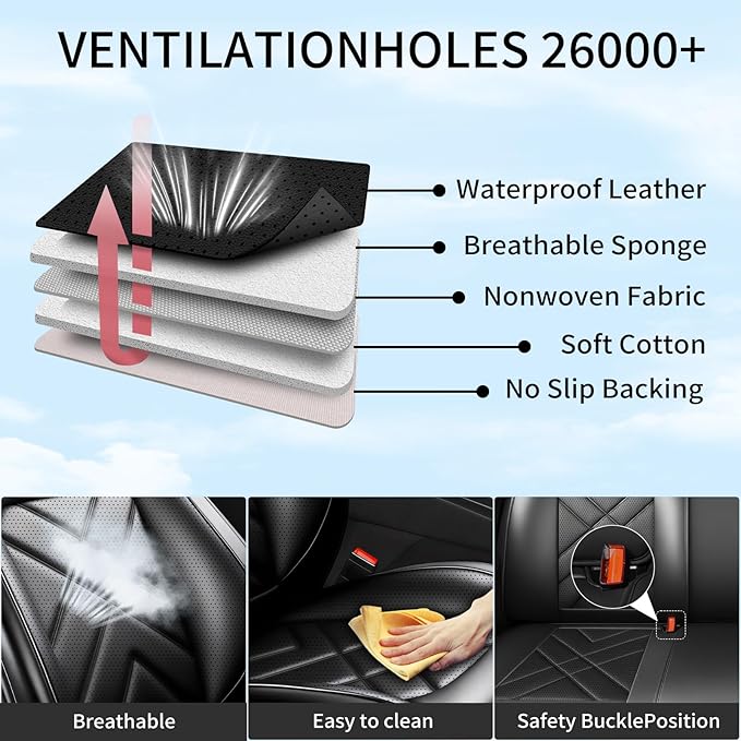 CX-30 Car Seat Covers Custom Fit for Mazda CX-30 2020-2026, Full Coverage Premium Leather Waterproof Breathable Seat Covers, Automotive Seat Protectors, Airbag Compatible(2 Front Seats, Black)