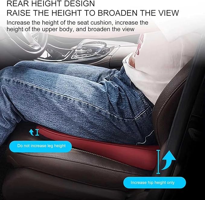 Memory Foam Car Seat Cushion for BMW X5 G05 2018-2023, Wedge Booster Lumbar Support Pad for Drivers Office with Non-Slip Base,Brown-4cm
