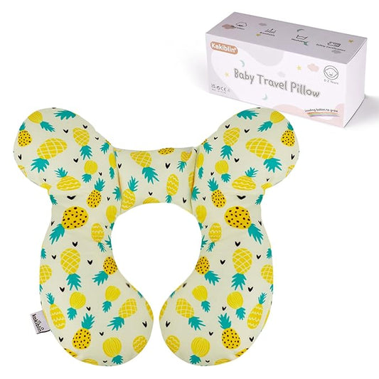 KAKIBLIN Baby Travel Pillow, Upgraded Baby Neck Pillows for Car Seat Toddler Head and Neck Support Pillow,Support Pillows for Car Seat, Stroller, Pushchair,Travel (Pineapple)