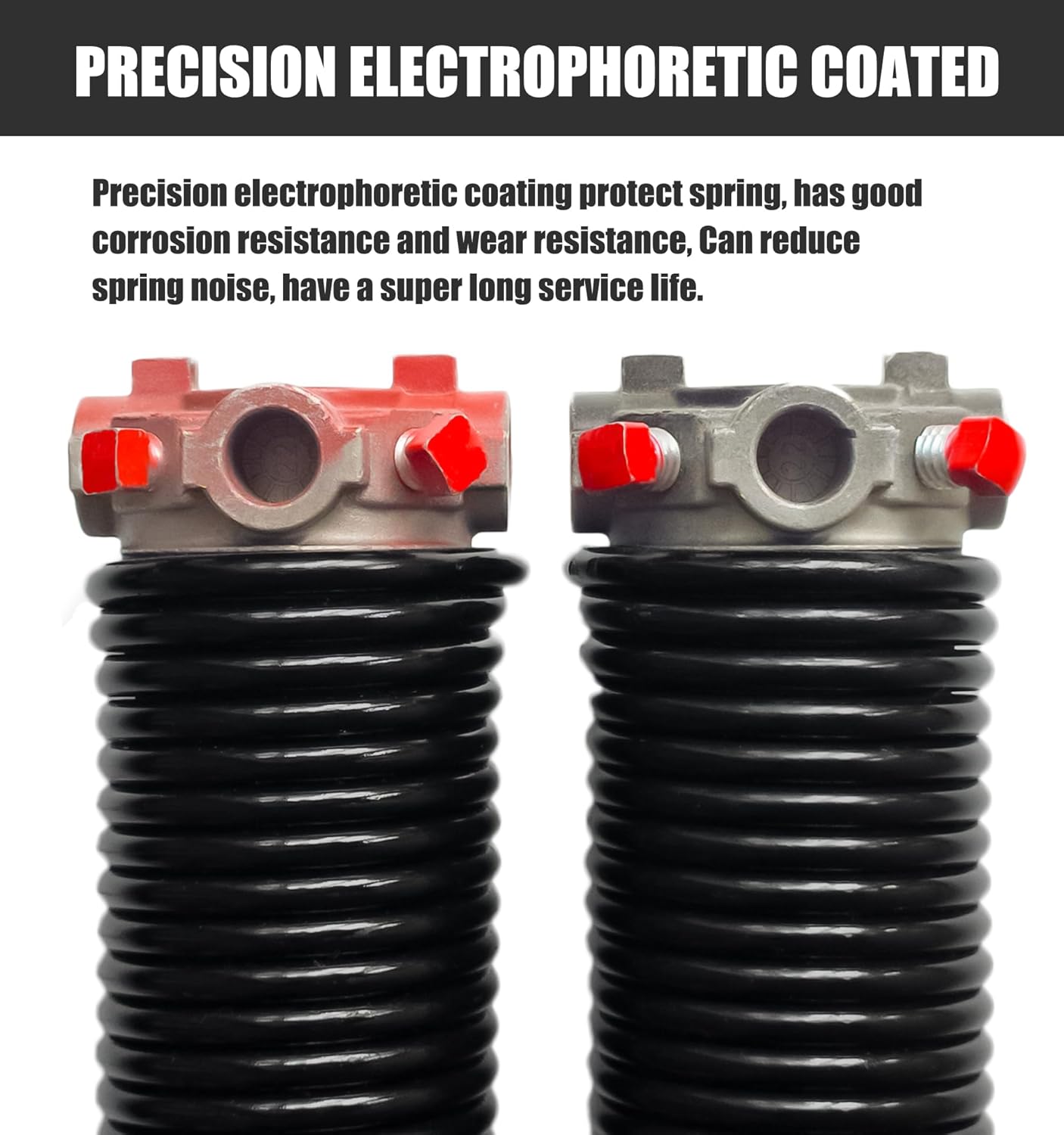 Garage Door Torsion Spring Set, Pair of 2" Electrophoresis Coated Garage Door Springs Replacement with 2 Non-Slip Winding Bars and Bearing, Minimum 16000 Cycles (.207x2x24)