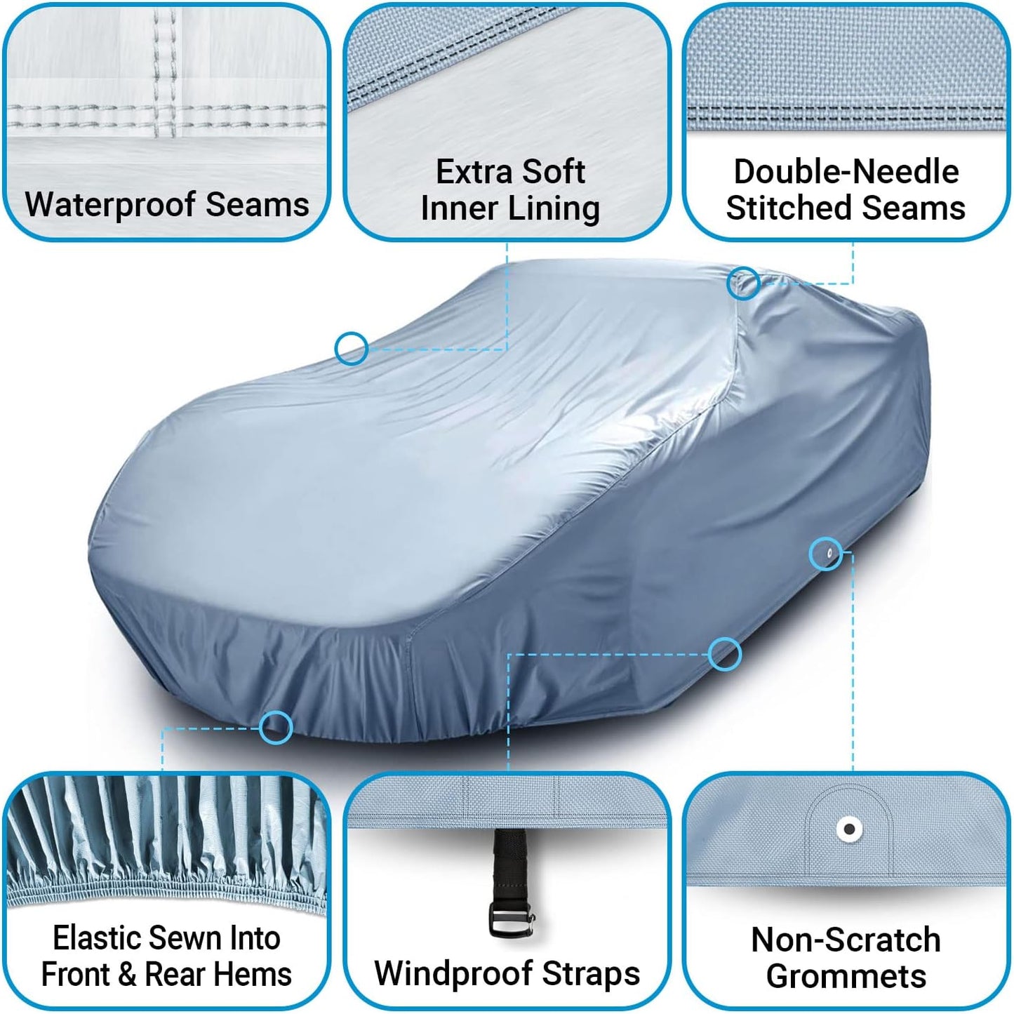 iCarCover Premium Car Cover for 1960-1961 Pontiac Ventura Heavy Duty Waterproof All-Weather Automobiles Custom Fit Indoor Outdoor UV Snow Protection Covers with Straps and Bag