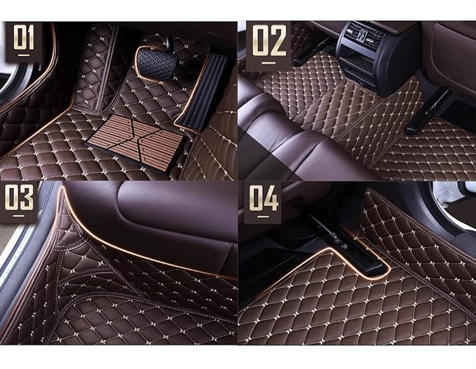 Custom Personalized Floor Mats for Cars，Luxury Full Coverage All Weather Car Floor Mats，Anti-Slip Leather Car Mat Set ，Custom Floor Mats for 99% of Cars, Trucks & SUVs (Black Blue)