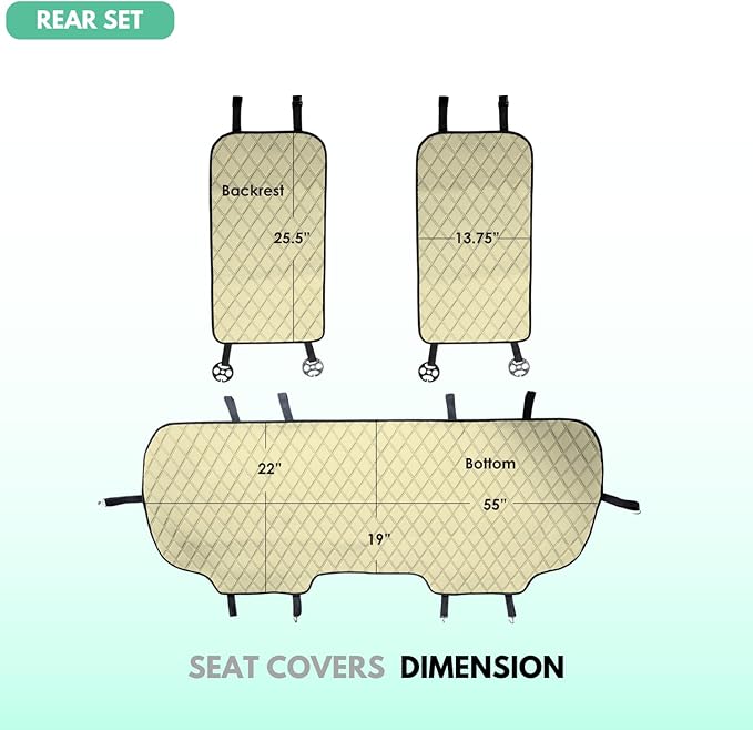 FH Group Car Seat Cushion Neosupreme Automotive Seat Cushions - Universal Fit, Rear Car Seat Cushion, Car Seat Cushions with Non-Slip Silicone Backing for SUV, Sedan, Van Rear Set Aqua