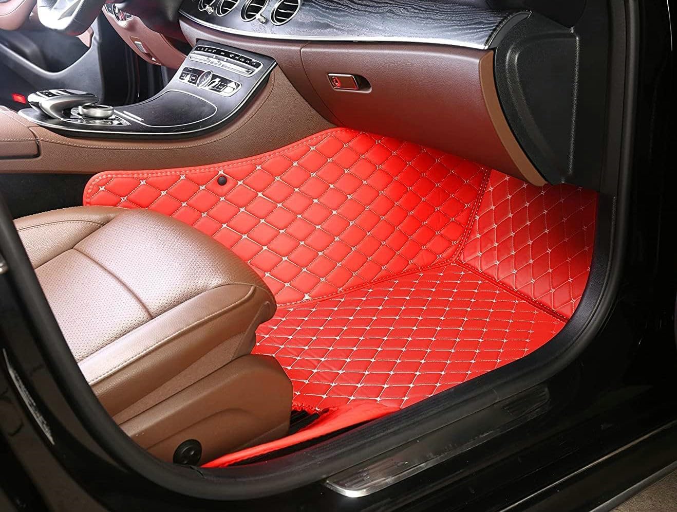 Custom Artificial Leather Waterproof All-Weather Car Floor Mats Fit for 99% Sedan SUV Sports Car Vehicle Car Mat (Black)