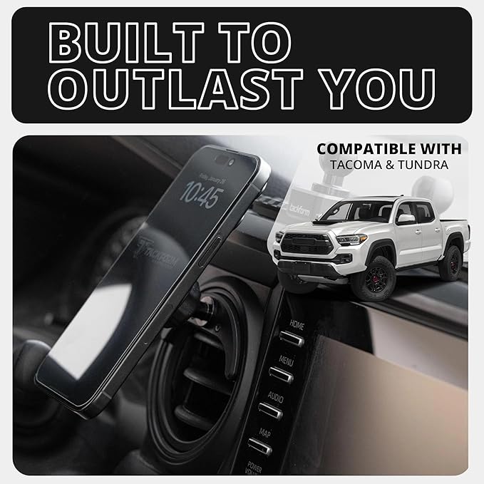 Tackform Link Vent Mount Universal Magnetic Phone Holder Compatible with 2016-2023 Toyota Tacoma and 2014-2021 Toyota Tundra | Billet Aluminum Base, No-Slip | Short Reach | NOT Compatible With MagSafe