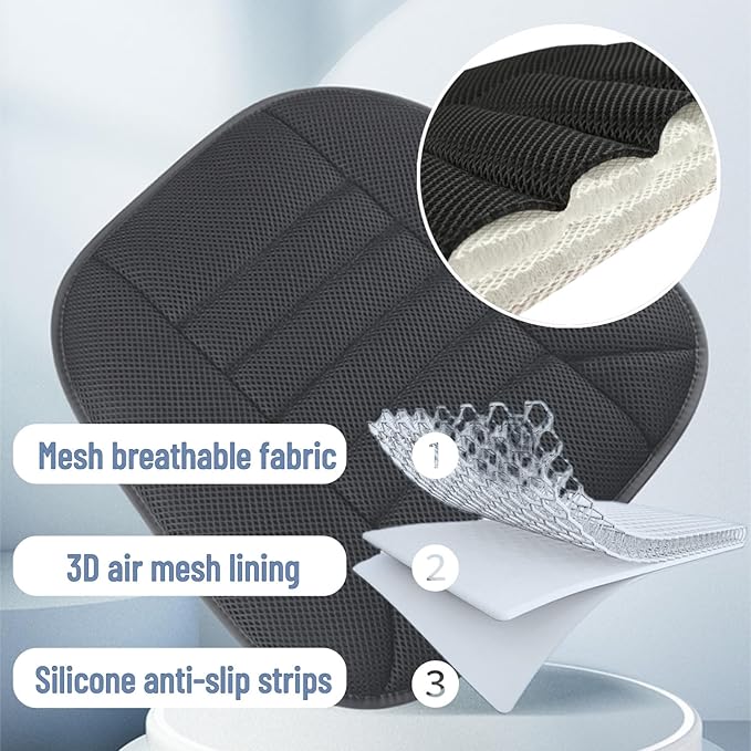 Mesh Car Seat Cushion for Driving, Summer Cooling Breathable 3D Air Car Seat Pad for SUV Pickup Truck Or Office Chair (Dark Gray)