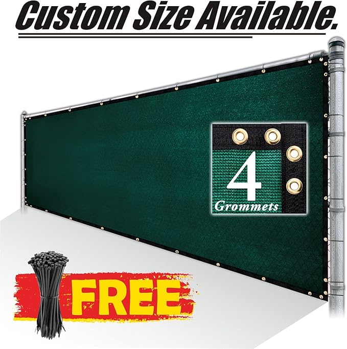Royal Shade Custom Size 6' x 197' Green Fence Privacy Screen Windscreen Cover Netting Mesh Fabric Cloth - Cable Zip Ties Included (We Make Custom Size)